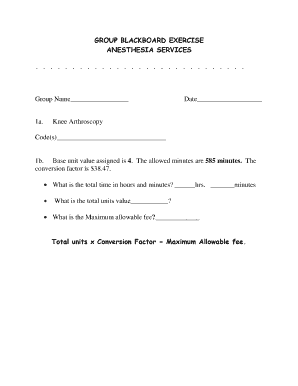 Anesthesia Services Calculation Form