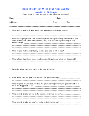 Marriage Counseling Intake Form