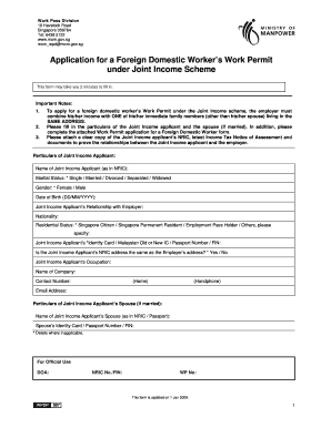 Singapore Foreign Domestic Worker Work Permit Application