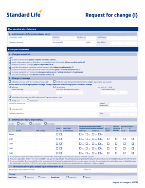Request for Change in Health Insurance Coverage