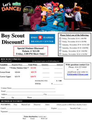 Boy Scout Ticket Order Form