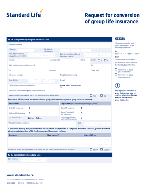 Request for Conversion of Group Life Insurance