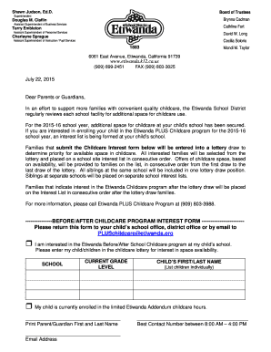 Etiwanda Childcare Interest Form