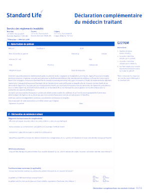 Déclaration complémentaire du médecin traitant