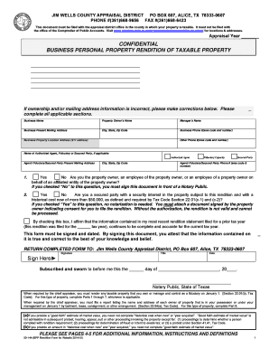 Texas Business Personal Property Rendition Form