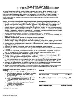 Confidentiality and Security Access Agreement