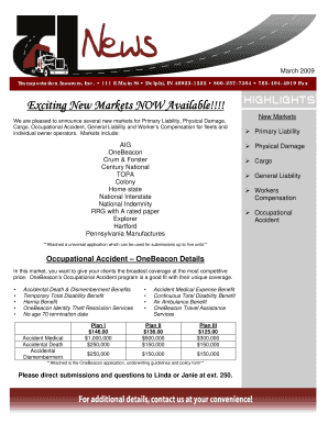 OneBeacon Occupational Accident Enrollment Form