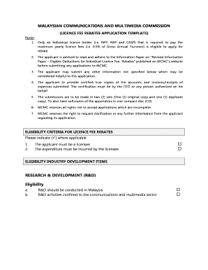 How to write a fax message - (LICENCE FEE REBATES APPLICATION TEMPLATE) - skmm gov