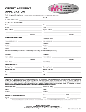 Credit Account Application