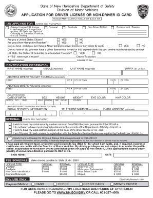 New Hampshire Driver License Application