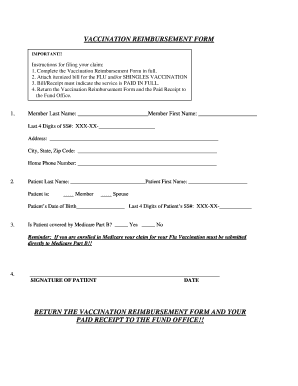 Vaccination Reimbursement Form