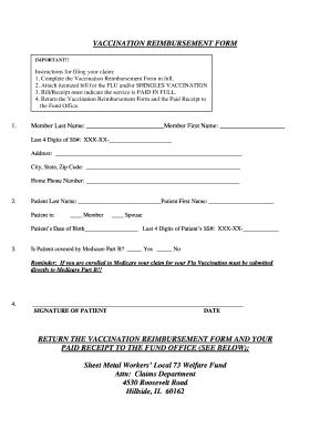 Vaccination Reimbursement Form