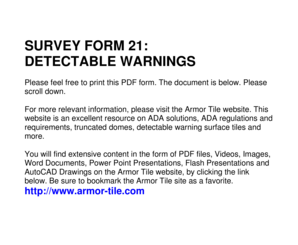 Survey Form 21: Detectable Warnings