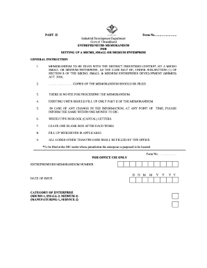 Entrepreneurs Memorandum for MSME Registration