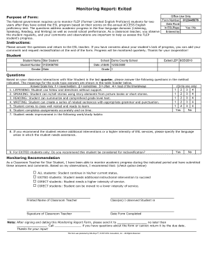 Monitoring Report Form for Exited FLEP Students