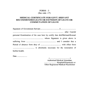 Medical Certificate for Government Servant