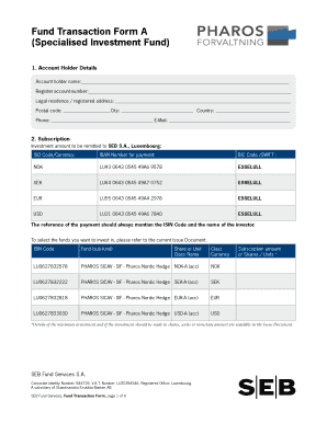 Fund Transaction Form