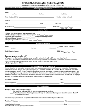 Spousal Coverage Verification Form