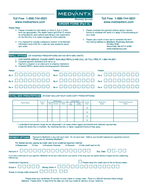 MedVantx Pharmacy Order Form
