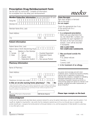 Prescription Drug Reimbursement Form