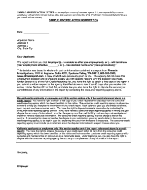 Adverse Action Notification Letter