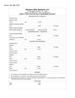 Credit Application for Business Account