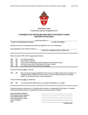 Confirmation Sponsor Eligibility Form