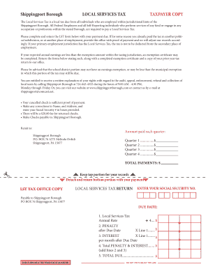 Shippingport Borough Local Services Tax Form