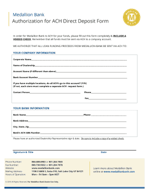 ACH Direct Deposit Authorization Form