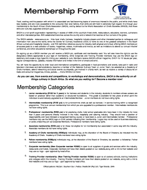South African Chefs Association Membership Form
