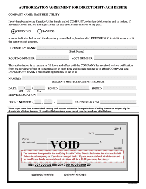 Authorization Agreement for Direct Debit (ACH Debits)