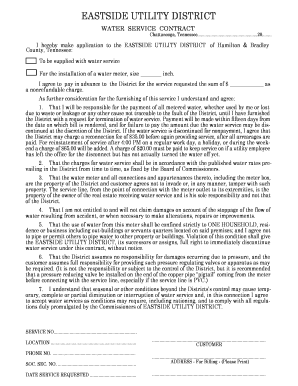 Eastside Utility District Water Service Contract