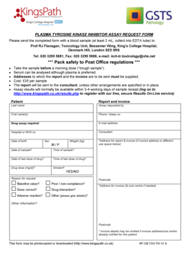 Plasma Tyrosine Kinase Inhibitor Assay Request Form