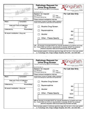 Pathology Request for Urine Drug Screen