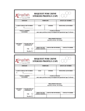 Request for Urine Steroid Profile
