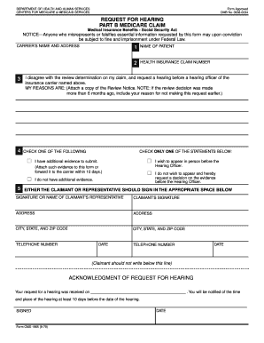 Request for Hearing on Medicare Claim