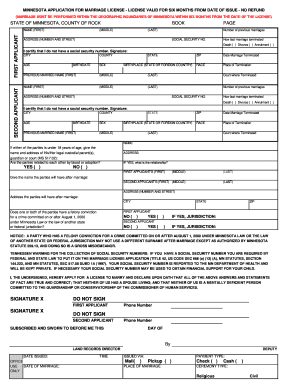 Minnesota Marriage License Application