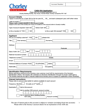 UK Cash ISA Application Form