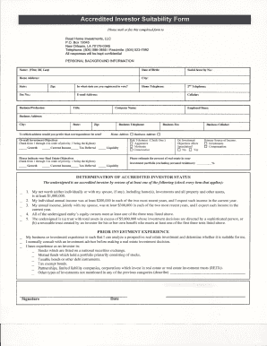 Accredited Investor Suitability Form