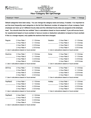 Hour Category Setup Change Form