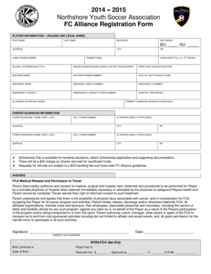 FC Alliance Registration Form