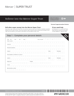 Mercer Super Trust Rollover Form