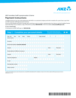 ANZ Staff Superannuation Transfer Form