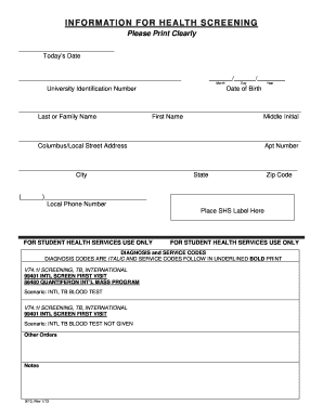 International Student TB Screening Form