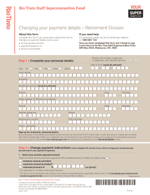 Rising letter format - Changing your payment details Retirement Division