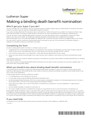 Lutheran Super Binding Death Benefit Nomination Form