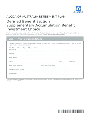 Alcoa Australia Retirement Plan Investment Choice Form