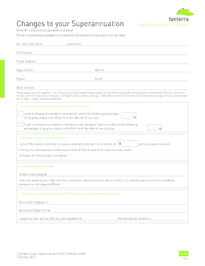 Superannuation Change Form