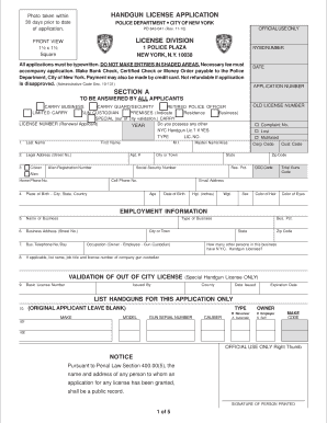 New York Handgun License Application