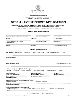 New York Special Event Permit Application